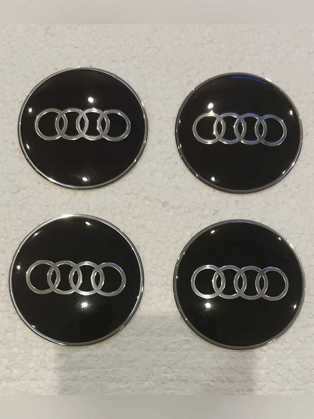 AUDI Black & Chrome Adhesive Center Caps - (4)